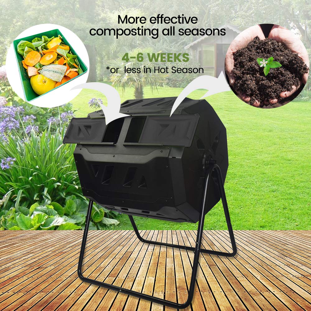 SQUEEZE Master Bac à Compost Rotatif Double Chambre 160L - Composteur Jardin Avec Aération Améliorée