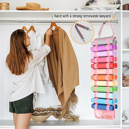 Miniatura 6 de FINESUN Soporte para rollo de vinilo, 24 compartimentos, organizador de almacenamiento de vinilo, accesorios Cricut, organizador de manualidades de