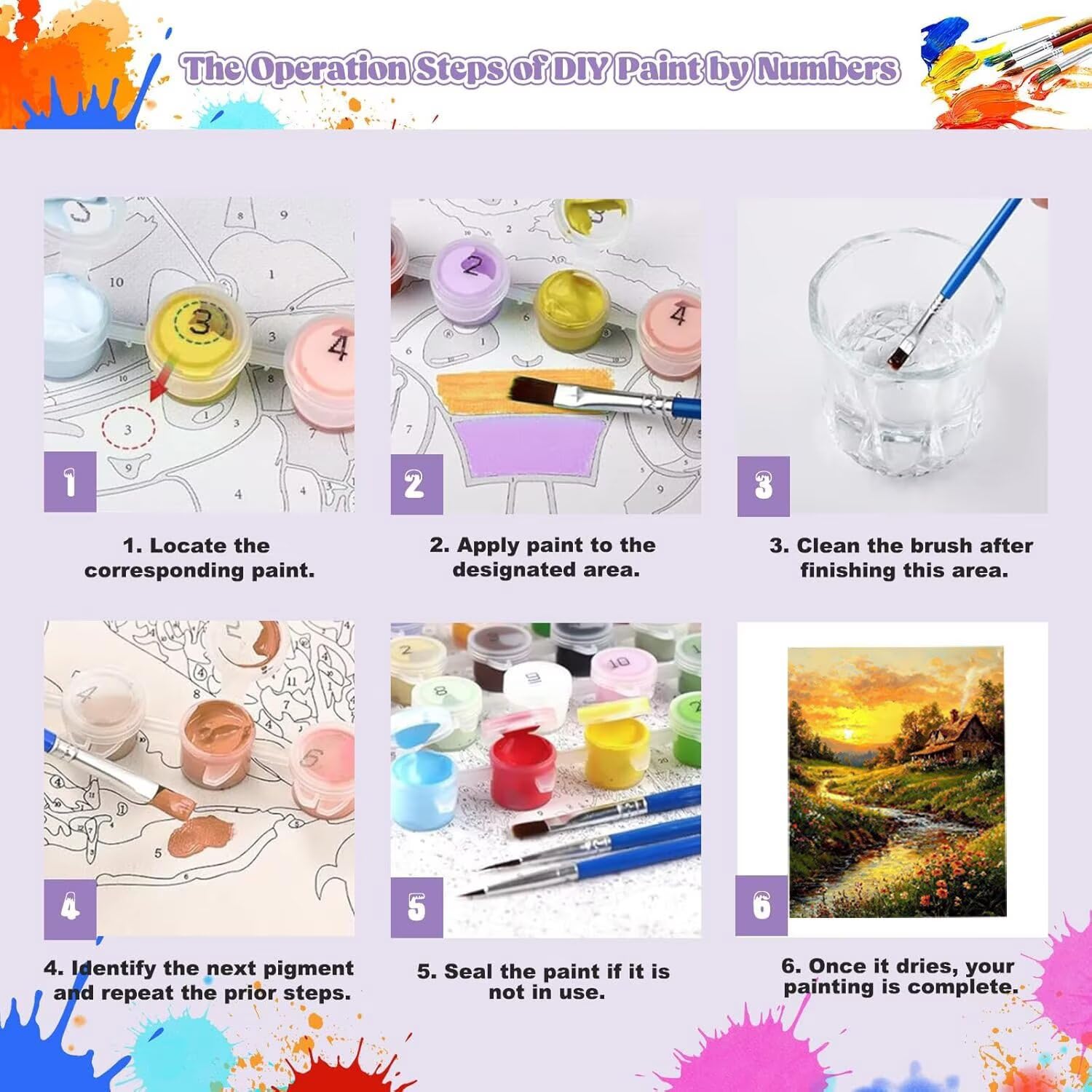 WEISHIWE Dipingere con i Numeri Adulti Paesaggio, 80x100cm s-223 | Paint by Numbers Kit con Pennelli e Acrilico Pigmento, Fai da te Olio La Pittura di Numeri Kit, Decora la Casa, senza Cornice