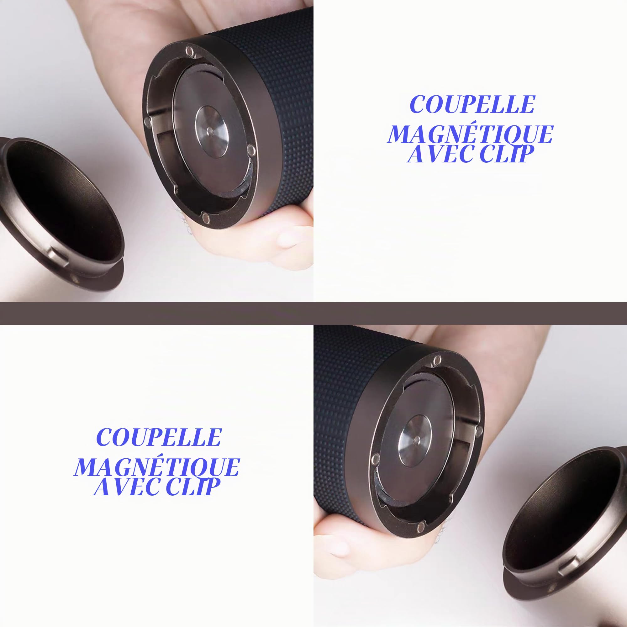 KINGrinder K7 Moulin à café manuel avec poignée incurvée, récipient magnétique et clip de poudre, broyeur conique professionnel 7 pans en acier inoxydable, capacité de 30 à 35 g
