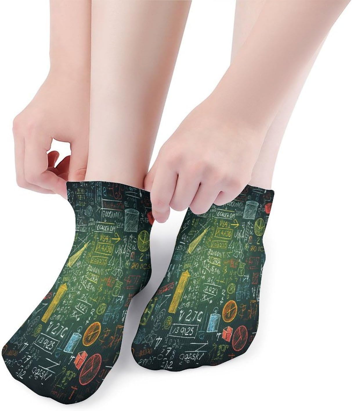 Math Question Ankle Socks for Men Women 5 Pairs | Comfortable Casual Low Cut Socks, Lightweight No Show Breathable Athletic Socks, Soft Mini Crew Socks for All Seasons