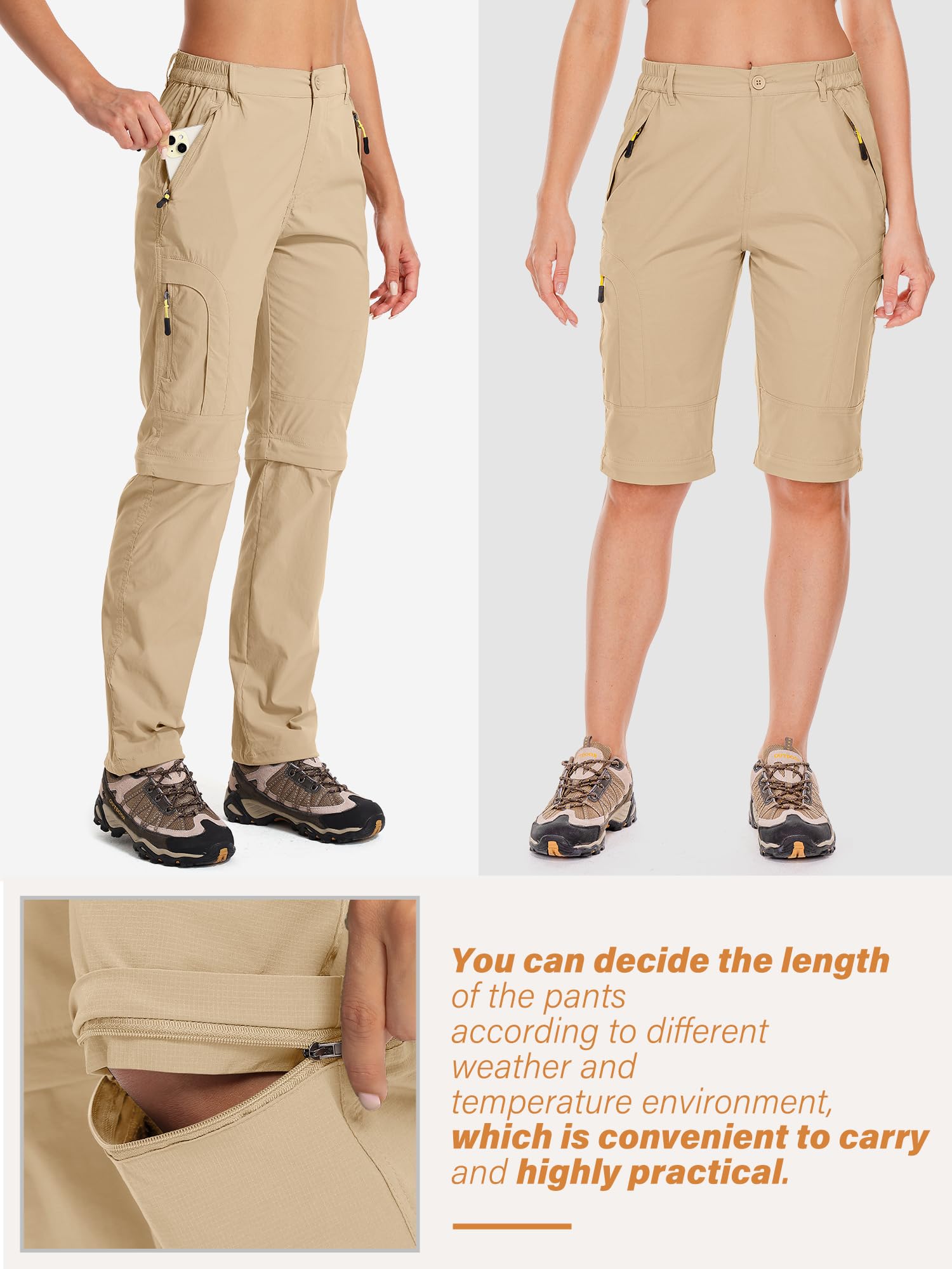 Jessie Kidden Pantalon de randonnée pour Femme - Séchage Rapide - Léger - Imperméable - avec Poches zippées - Marche - Escalade