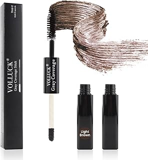 Root Touch Up Stick, Instant Gray Hair Cover Concealer, 2-In-1 Double Head Hair Color Finishing Stick, Hair Mascara Brush for Eyebrow& Beard (Light Brown, 0.23 Fl oz)