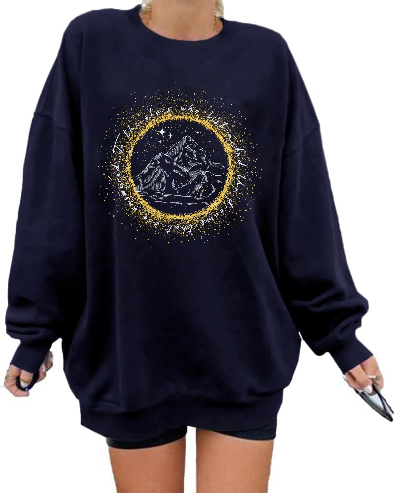 MNLYBABYAcotar Velaris Oversized Shirts Women Vintage Moon Graphic Sweatshirt Book Lover Astrology Loose Long Sleeve Top