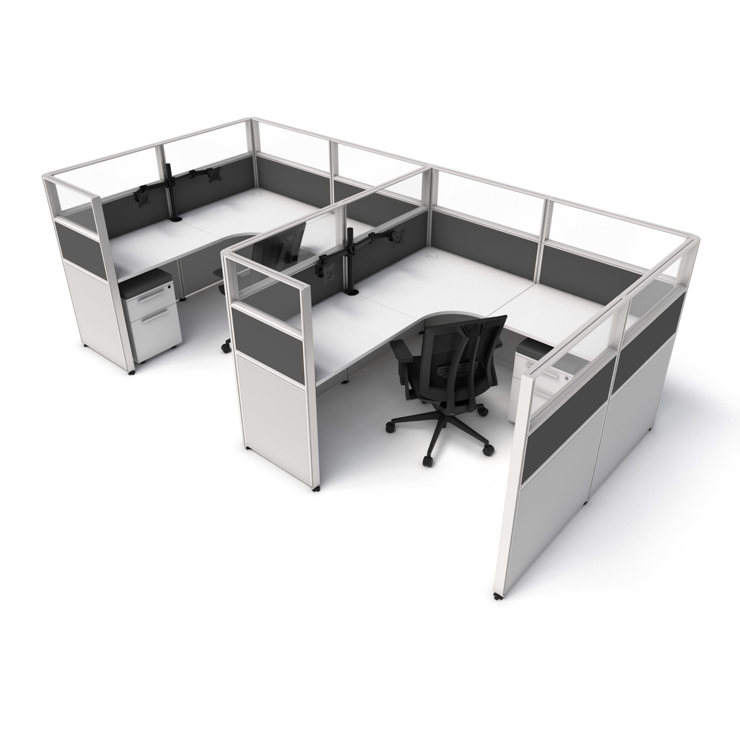 SUNLINE Office Cubicle - Complete Cubicle Desk Kit with 7 Layout Options and Dual Monitor Arm Modular Cubicle — view 4