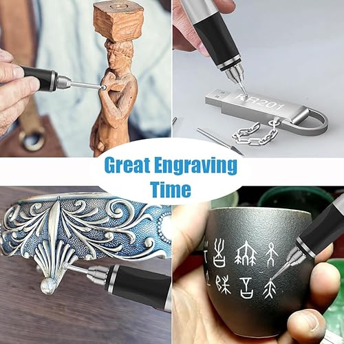 Miniatura 5 de Bolígrafo de grabado eléctrico inalámbrico, bolígrafo grabador, máquinas de herramientas de grabado con base de carga, 30 puntos, bolígrafo de