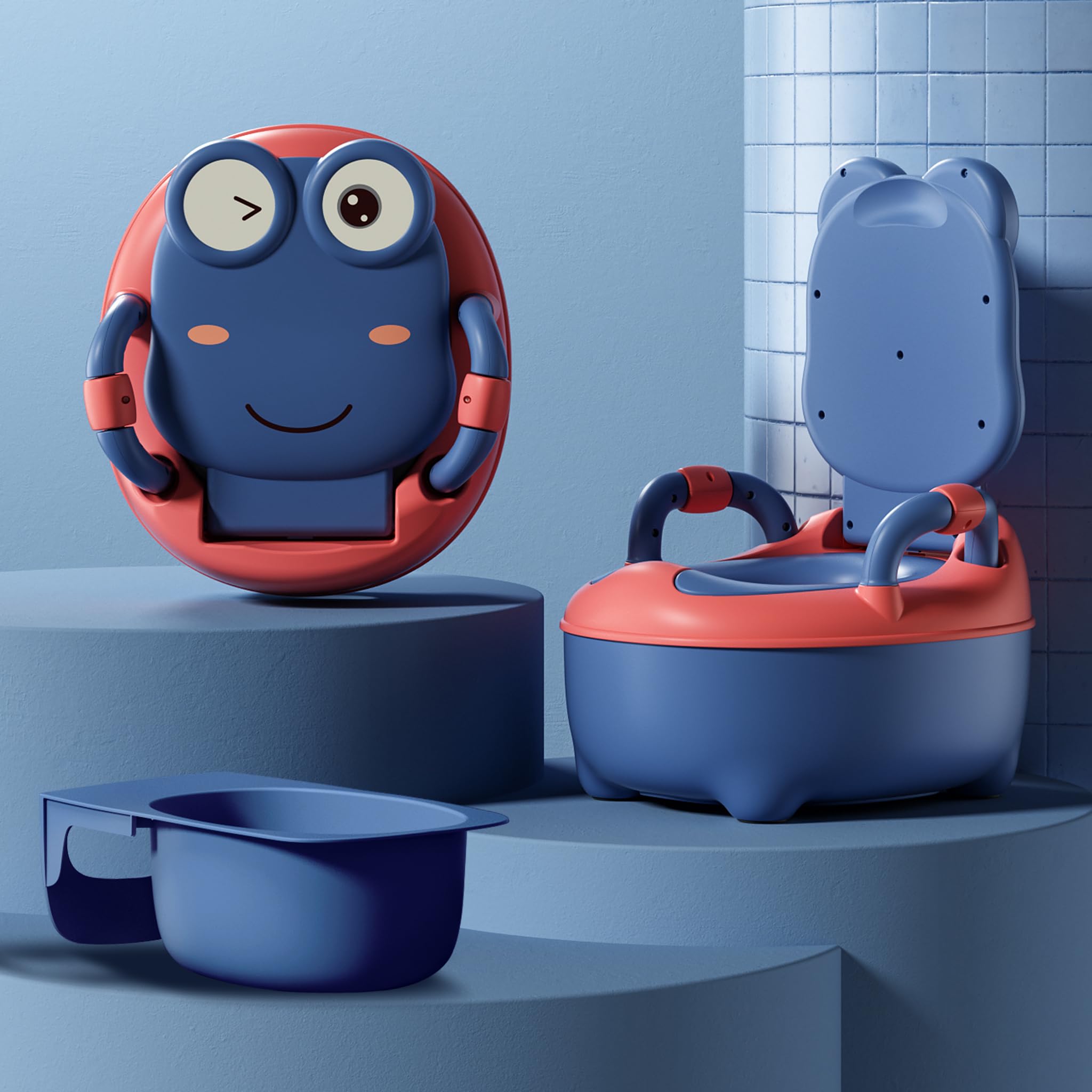 UISEBRT Vasino per Bambini Toilette per Bimbi, Sedia Toilet Portatile Vasini per Baby Viaggio, Training Potty con manici (Classico - Blu)