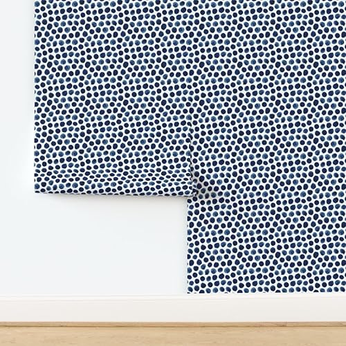 Miniatura 4 de Spoonflower Peel& Stick Wallpaper 9ft x 2ft - Watercolor Polka Dots Indigo Blue Circles Boho Nursery Abstract Kitchen Custom Removable Wallpaper