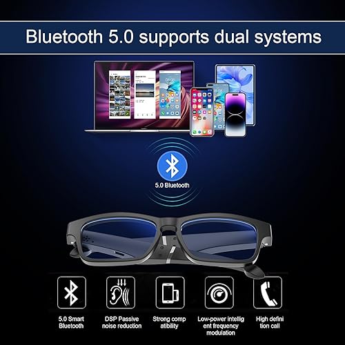 Miniatura 9 de Lentes inteligentes inalámbricos Bluetooth para hombres y mujeres con altavoces, llamadas telefónicas claras, música de juego y lentes de luz