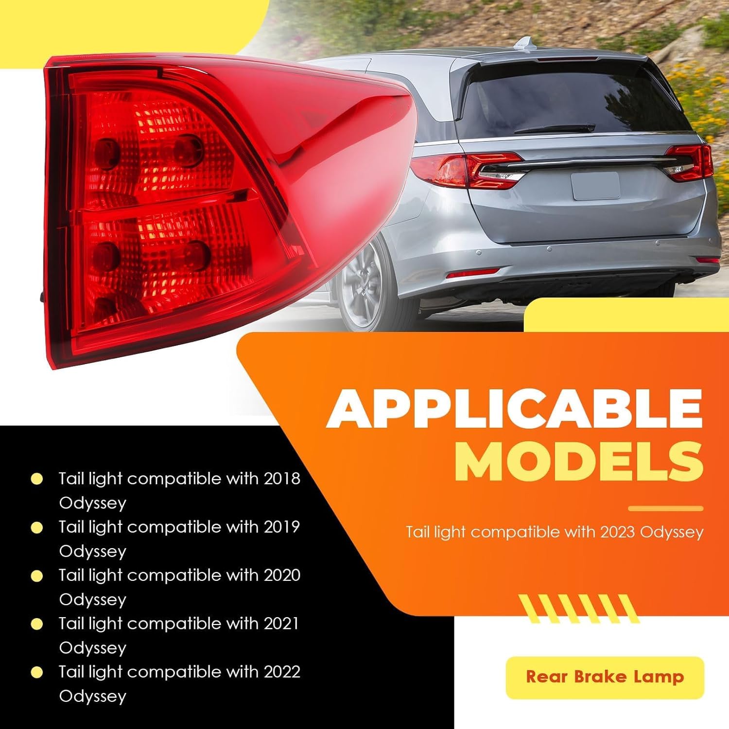 Right Outer Tail Light Assembly With Bulb Compatible with 2018-2023 Odyssey Passenger Side Rear Brake Lamp 33500THRA01
