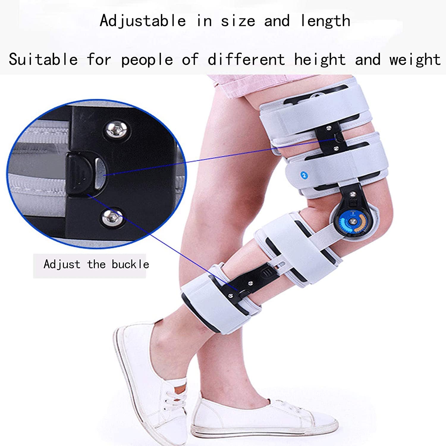 Ortesi per Ginocchio, Tutore per Ginocchio, Tutore Articolato Regolabile con Cinghia per Ginocchio E Attacco per Gamba per Lesioni Ai Legamenti E Ai Tendini del Menisco