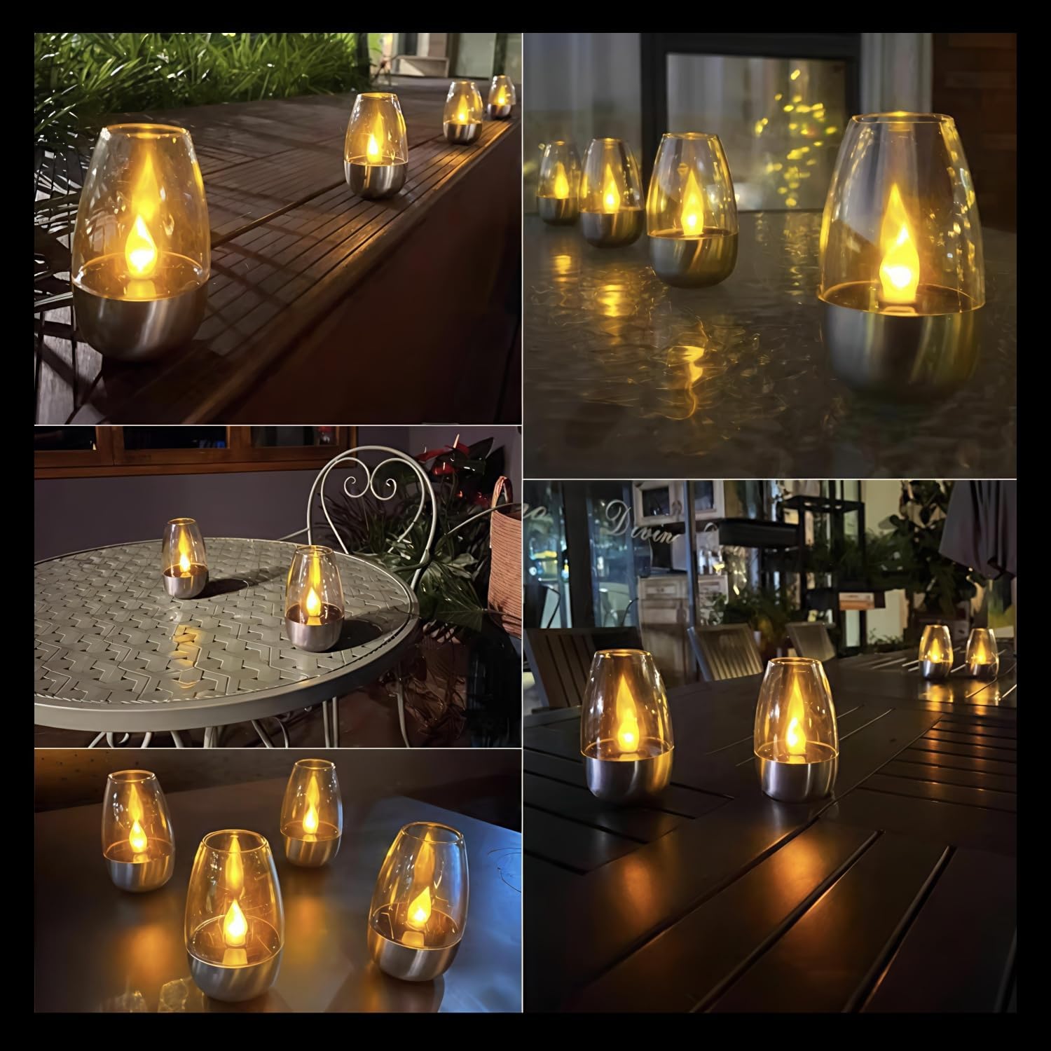 Solar Candle Lights,Flameless Candle Lights,Solar Rechargeable Tea Wax lamp,for Garden Camping Parties Suitable for Wedding, Valentine's Day, Halloween, Christmas Tea Light- 6 Pack