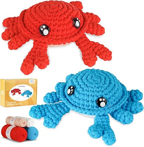 Vista 19 de MOREJMTT Kit de ganchillo para principiantes, aprende a tejer, incluye hilo suave fácil de tejer, tutorial en video paso a paso, gancho, regalo