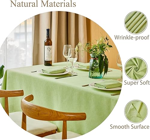 Miniatura 9 de Mebakuk Mantel rectangular de lino para casa de campo, impermeable, antiencogimiento, suave y resistente a las arrugas, mantel decorativo de tela