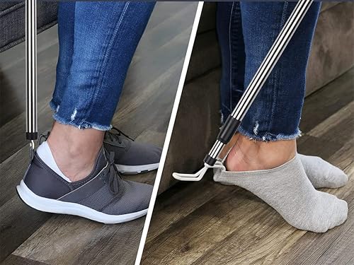 Bastón de acero inoxidable con diseño ajustable, accesorios para zapatos, calcetines, camisas y pantalones, 17-26 pulgadas de largo