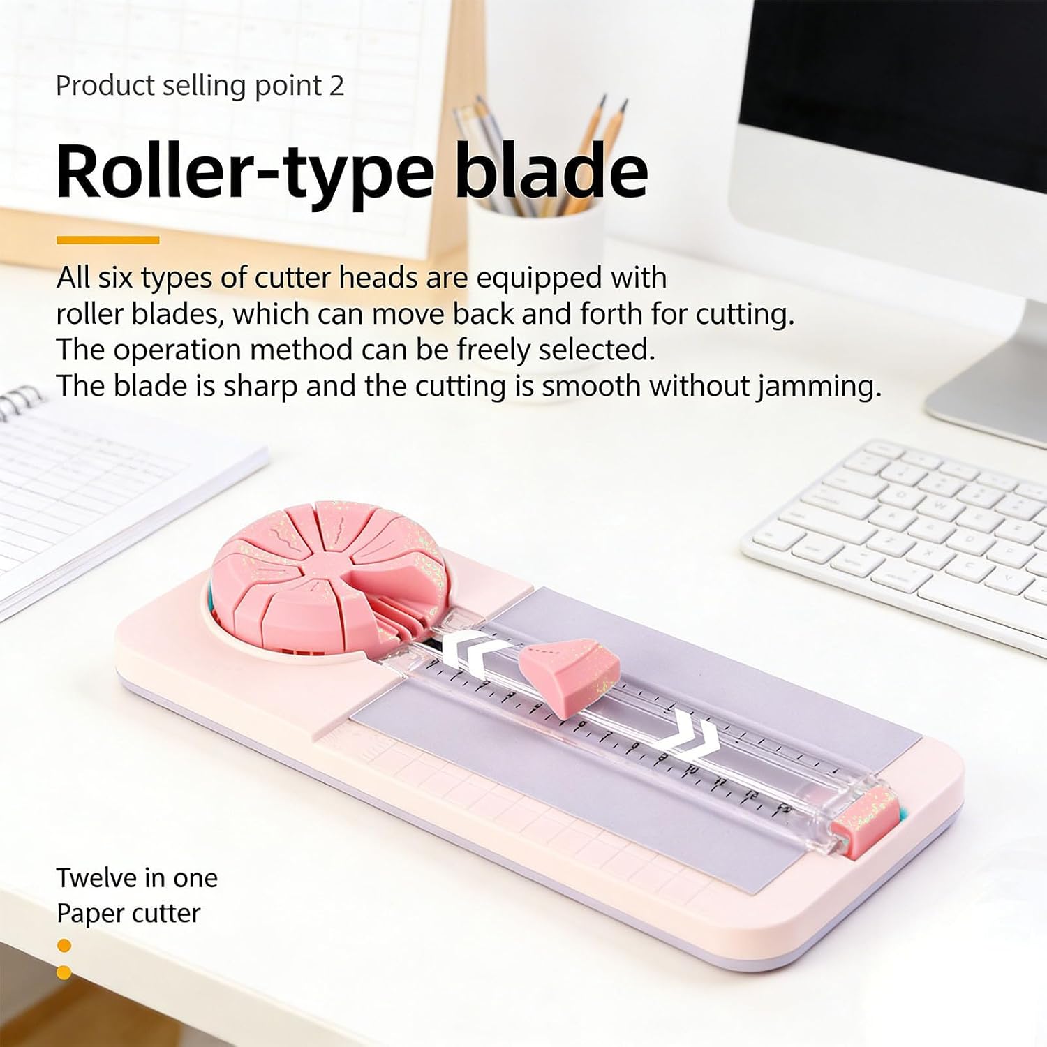 Fafeicy 6 in 1 Paper Cutter, Versatile Trimmer with Straight Dotted Curved Creased Deckle Wavy Lines for 22cm Wide 220gsm Paper, Photos, Cards