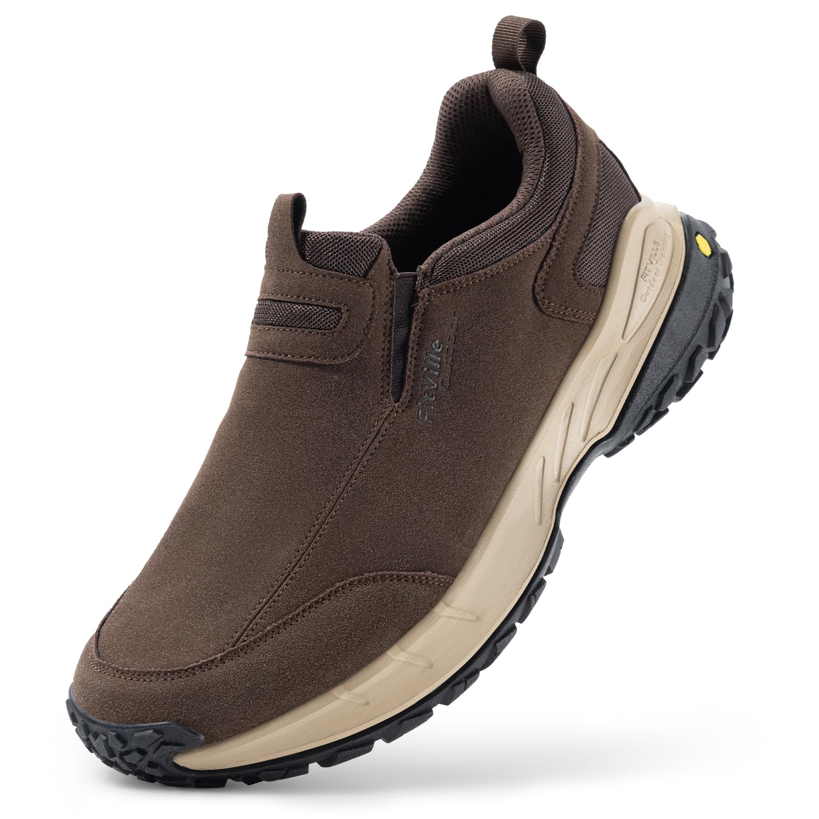FitVille Wanderschuhe Herren Extra Breit Trekkingschuhe rutschfeste Outdoor Schuhe Atmungsaktiv Walkingschuhe Slip on Freizeitschuhe Weit Herren Sneaker mit Fußgewölbestütze