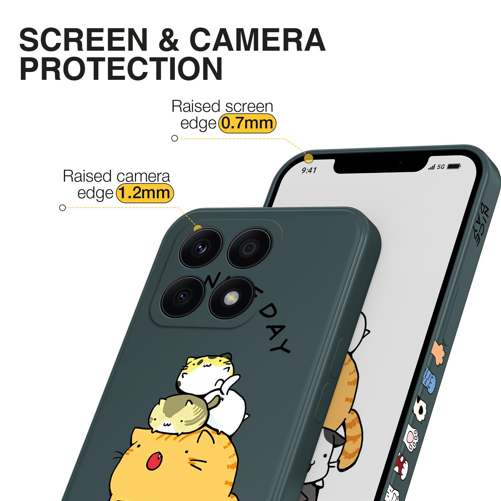 XINYEXIN Cover per Honor 70 Lite 5G / Honor X6 / Honor X8 5G, Custodia in Silicone Morbido Antiurto Ultrasottile con Motivo Carino, Design a Bordo Dritto - Smile, Green