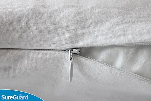 Miniatura 9 de SureGuard juego de 2 protectores de almohada, 100% impermeables, a prueba de insectos, hipoalergénicos, fundas premium de algodón rizado con