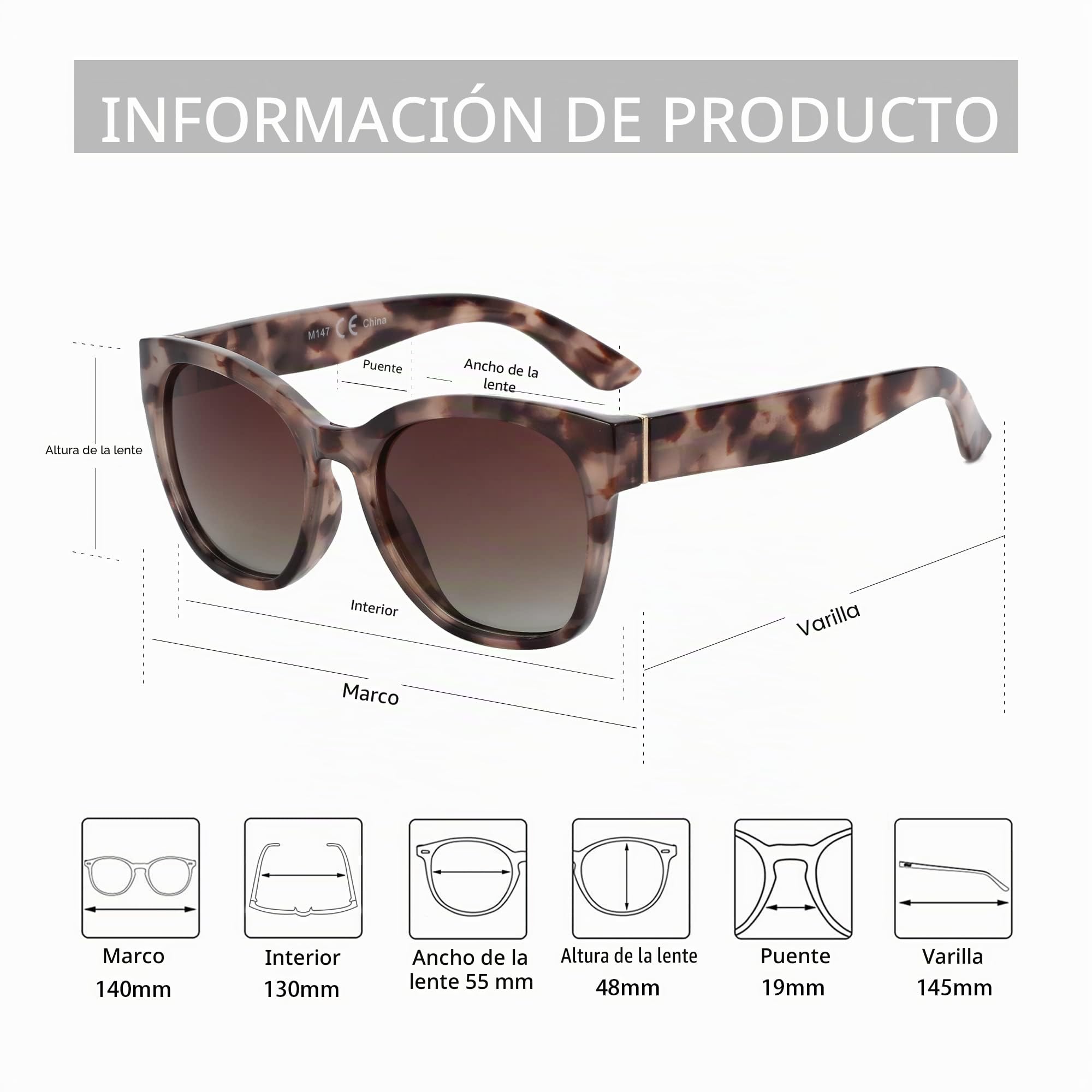 ZENOTTIC Cateye - Gafas de sol polarizadas para mujer, gafas de sol de gran tamaño, protección UV400, estilo retro