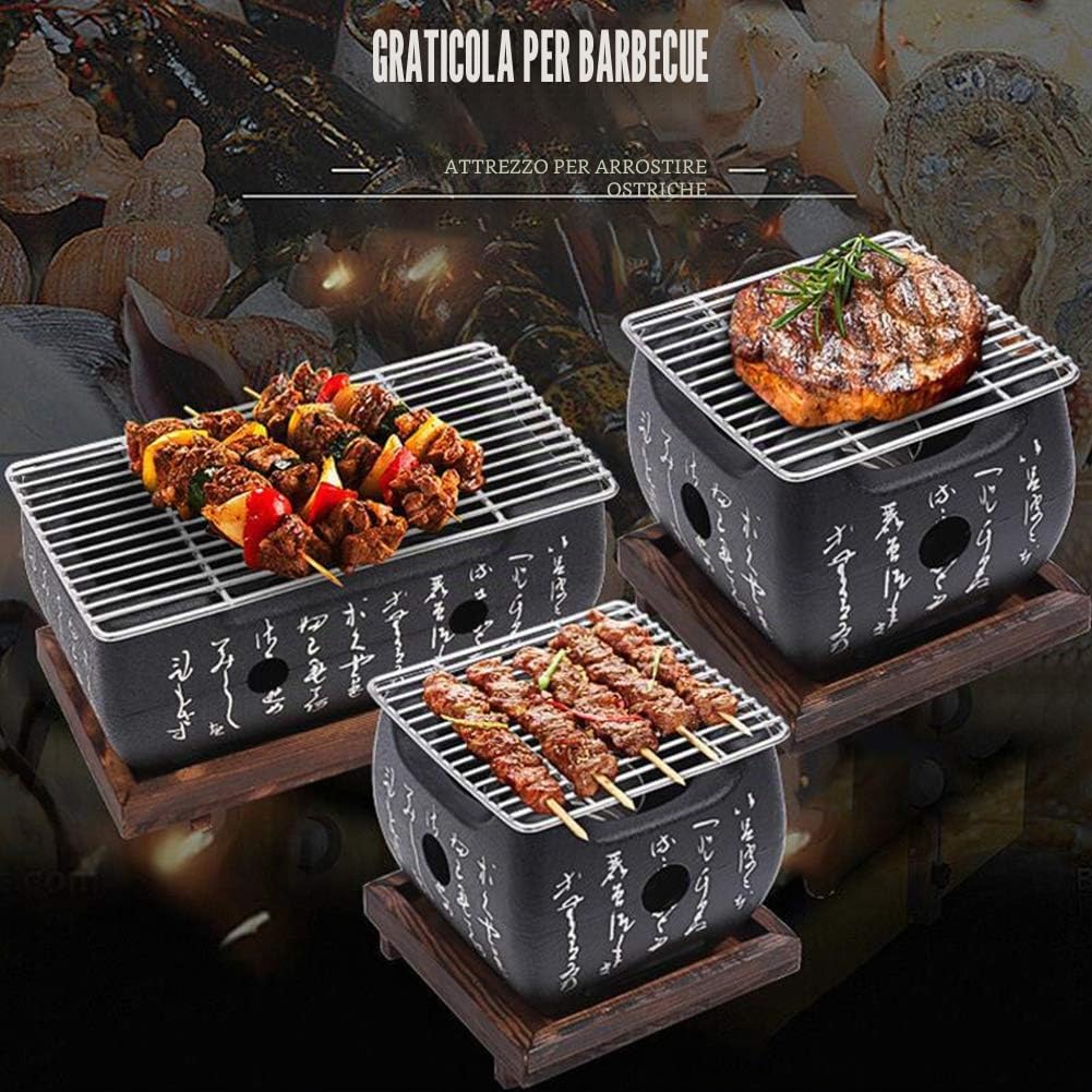 Faderr Mini-Grill barbecue da tavolo giapponese forno da cucina portatile per esterni Yakiniku, Robata, Yakitori, Takoyaki e BBQ (dimensioni: 24 x 12,5 cm)