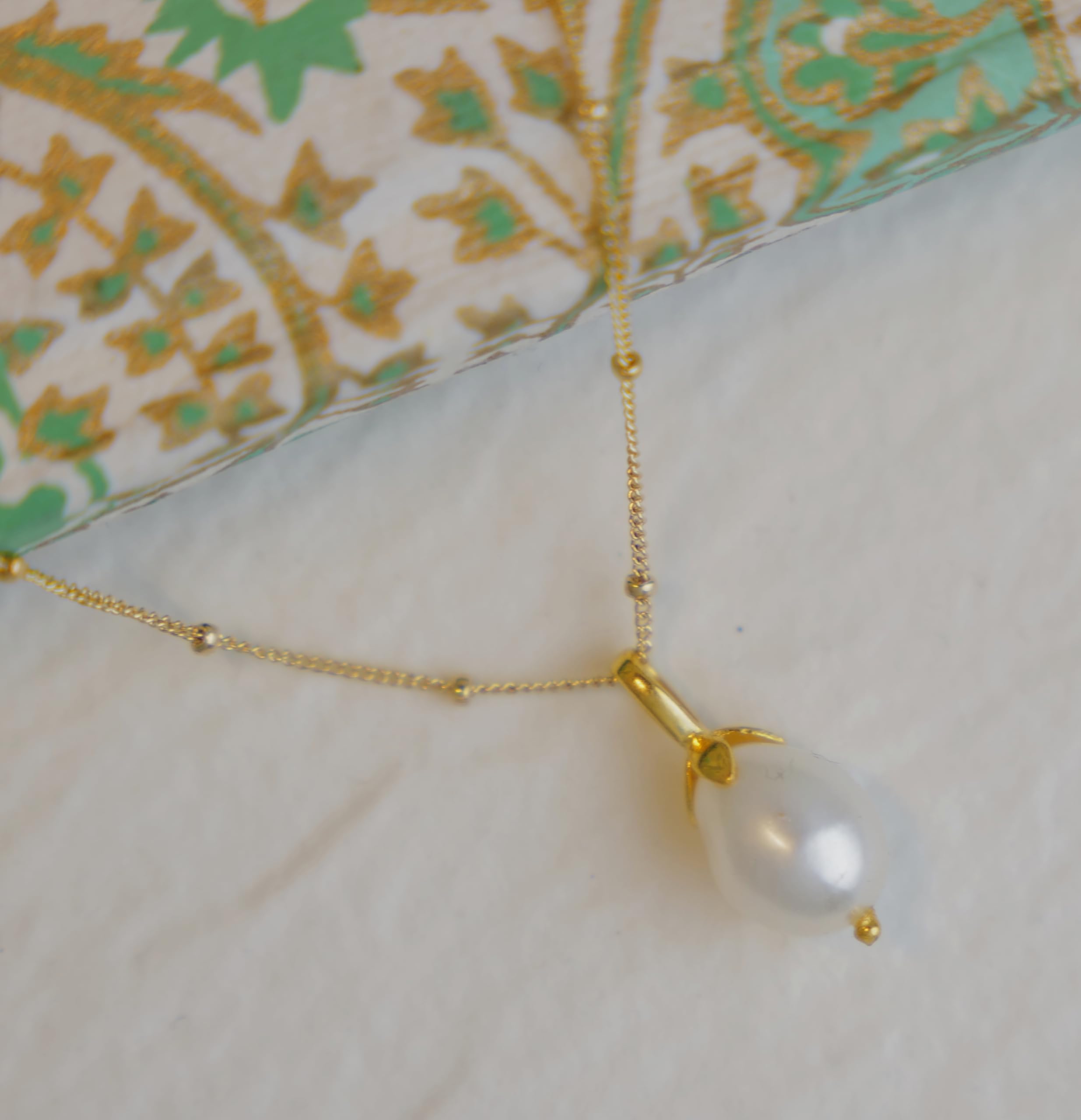 Collier Perle d’Eau Douce en Argent Sterling Plaqué Or