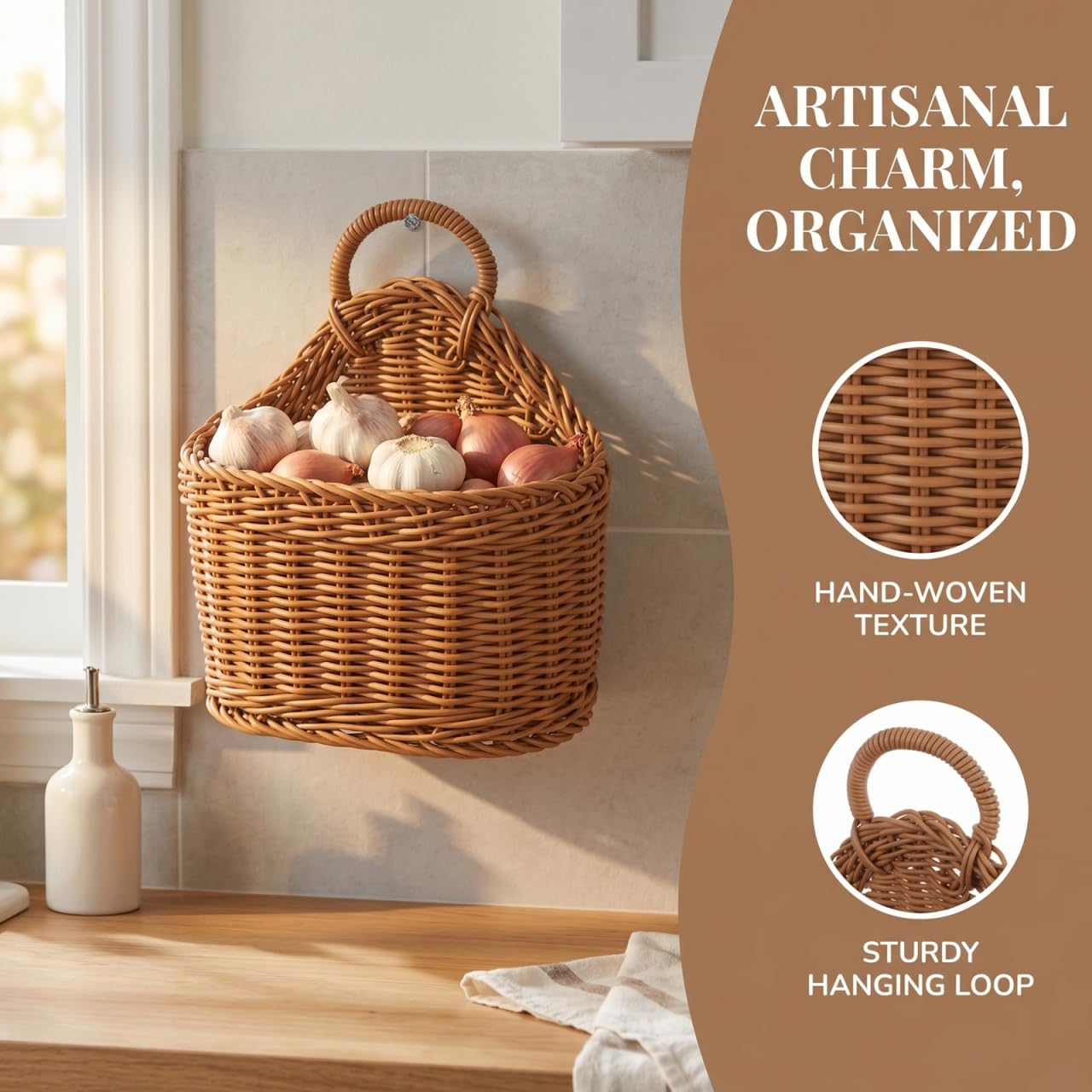 Amazon.com - Cabilock Small Wall Hanging Basket, Boho Plastic Hand