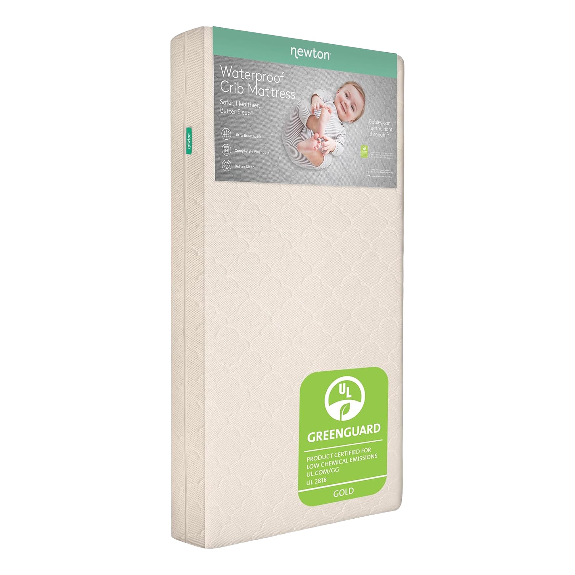 Newton Baby Waterproof Crib Mattress, Breathable &amp; Washable - Sandstone