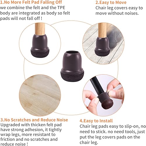 Miniatura 3 de 24 protectores de suelo de silicona extra pequeños con fieltro, tapas para patas de silla, almohadillas de fieltro para muebles, protectores de