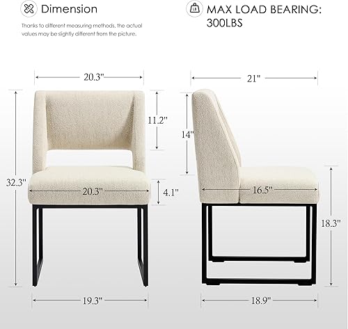 Miniatura 2 de Zesthouse Juego de 2 sillas de comedor tapizadas, modernas sillas decorativas sin brazos para sala de estar, sillas de comedor de tela de lino beige