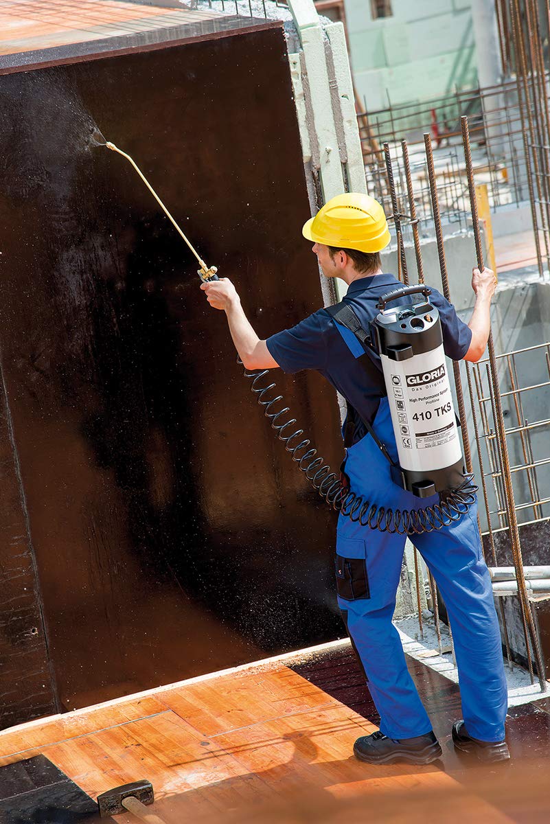 GLORIA Hochleistungssprühgerät 410 TKS Profiline | 10 L Profi Stahl-Drucksprüher mit Kompressoranschluss & 5 m Spiralschlauch | 6 bar | Ölfest | Für Industrie, Handwerk & Reinigung | TÜV & GS geprüft