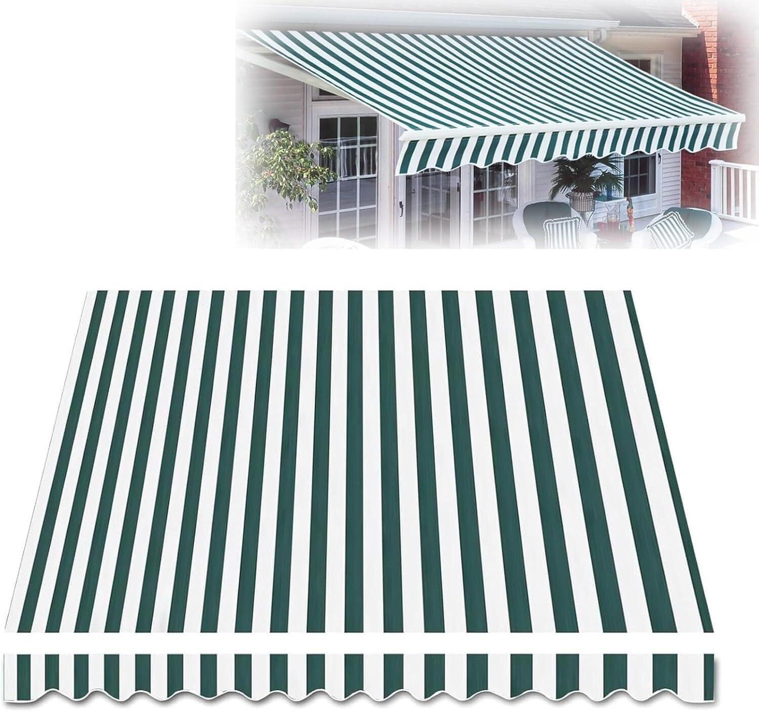 Toldo retráctil resistente al agua para patio, terraza y balcón, 95% de bloqueo UV, toldo retráctil para exteriores (verde, 4 x 3 m)