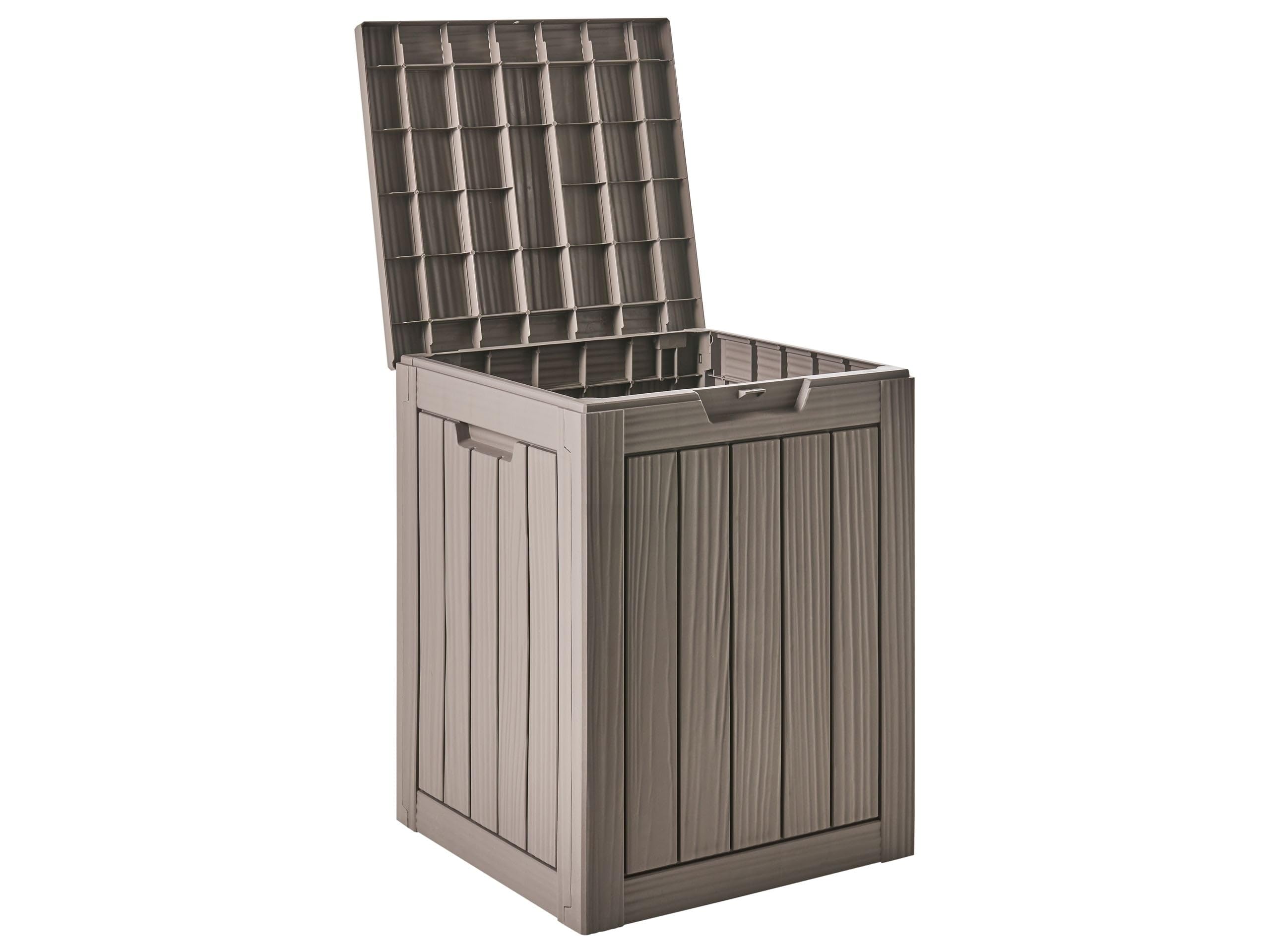 Beliani Aufbewahrungsbox Kunststoff 46 x 58 cm taupe Gartentruhe Outdoor Kissenbox Medellin