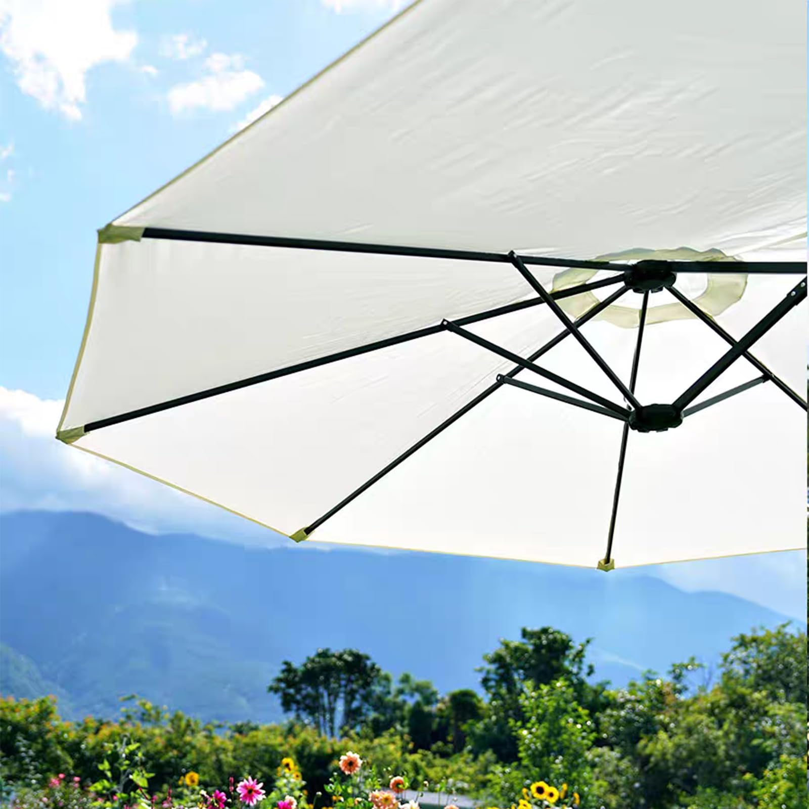 Parasol ogrodowy bardzo duży parasol tarasowy trzygłowy parasol tarasowy na zewnątrz parasol na patio żelazny stojak na parasol, parasol na stół na zewnątrz, parasol plażowy
