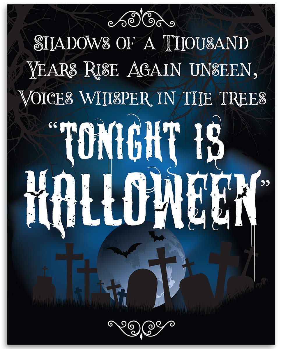 Tonight is Halloween Art Print - Cool Halloween Decorations, Horror Gothic Decor, Spooky Home Wall Art, Wicca and Occult Display, Cemetery Witchcraft Decor Gifts, 11x14 Unframed Art Print Poster
