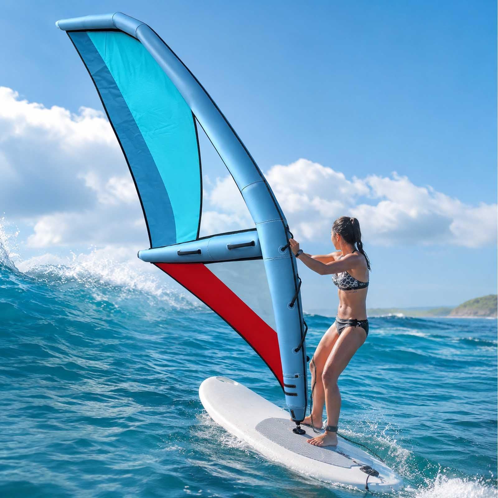 aallwwsso Professional Inflatable Windsurf Sail For Paddle Board, Portable 360° Rotating Sup Sail With Panoramic Window And Adjustable Foot Straps For Beach, Lake And Water Sports Adventures 5.2m