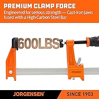 Vista 3 de Jorgensen Juego de 2 abrazaderas de barra de acero de servicio medio con límite de carga de 600 libras, 24 pulgadas