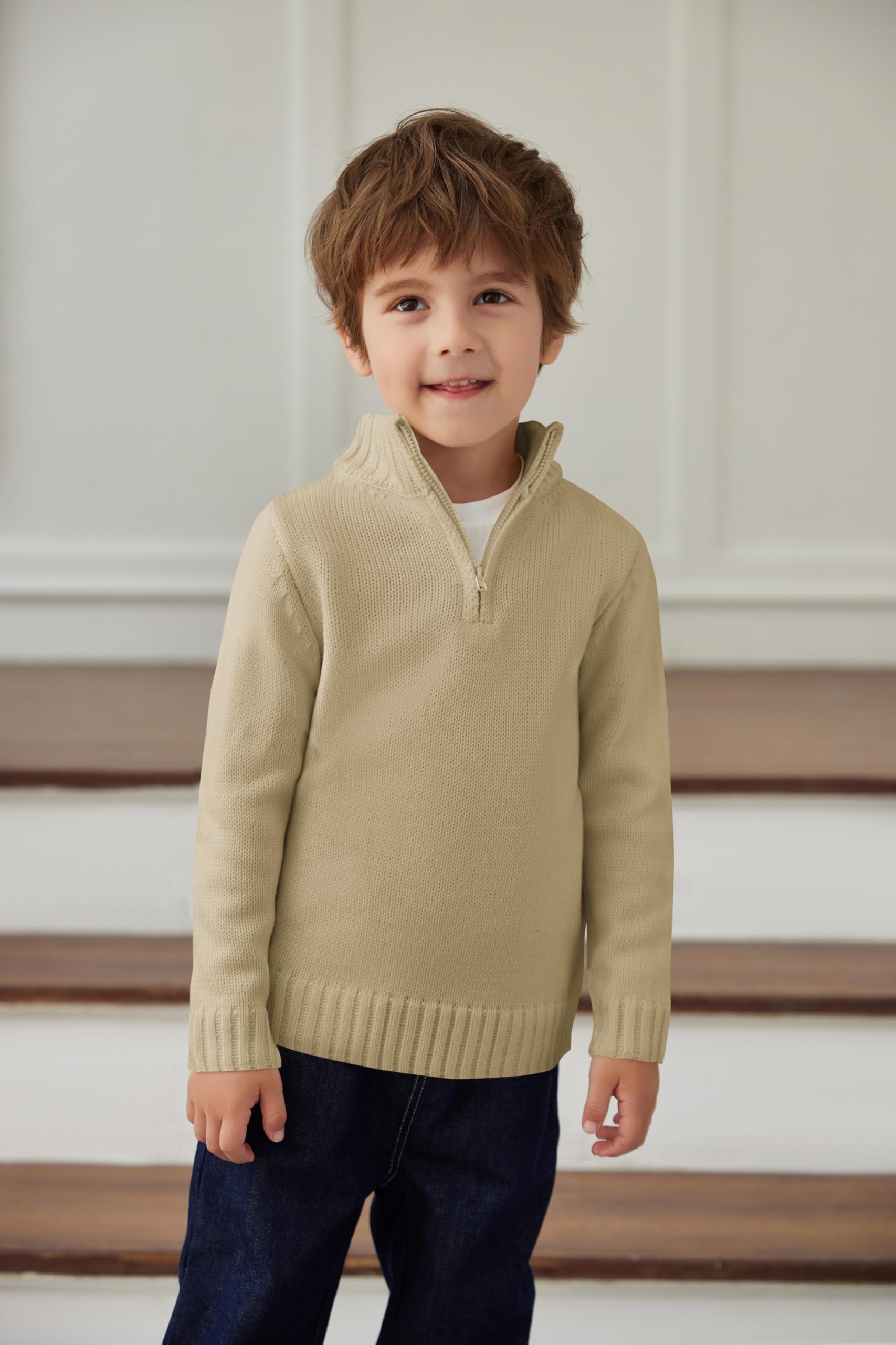 Arshiner Suéter para niño de Punto Ligero y Casual con Cremallera para otoño e Invierno, 5-14 años