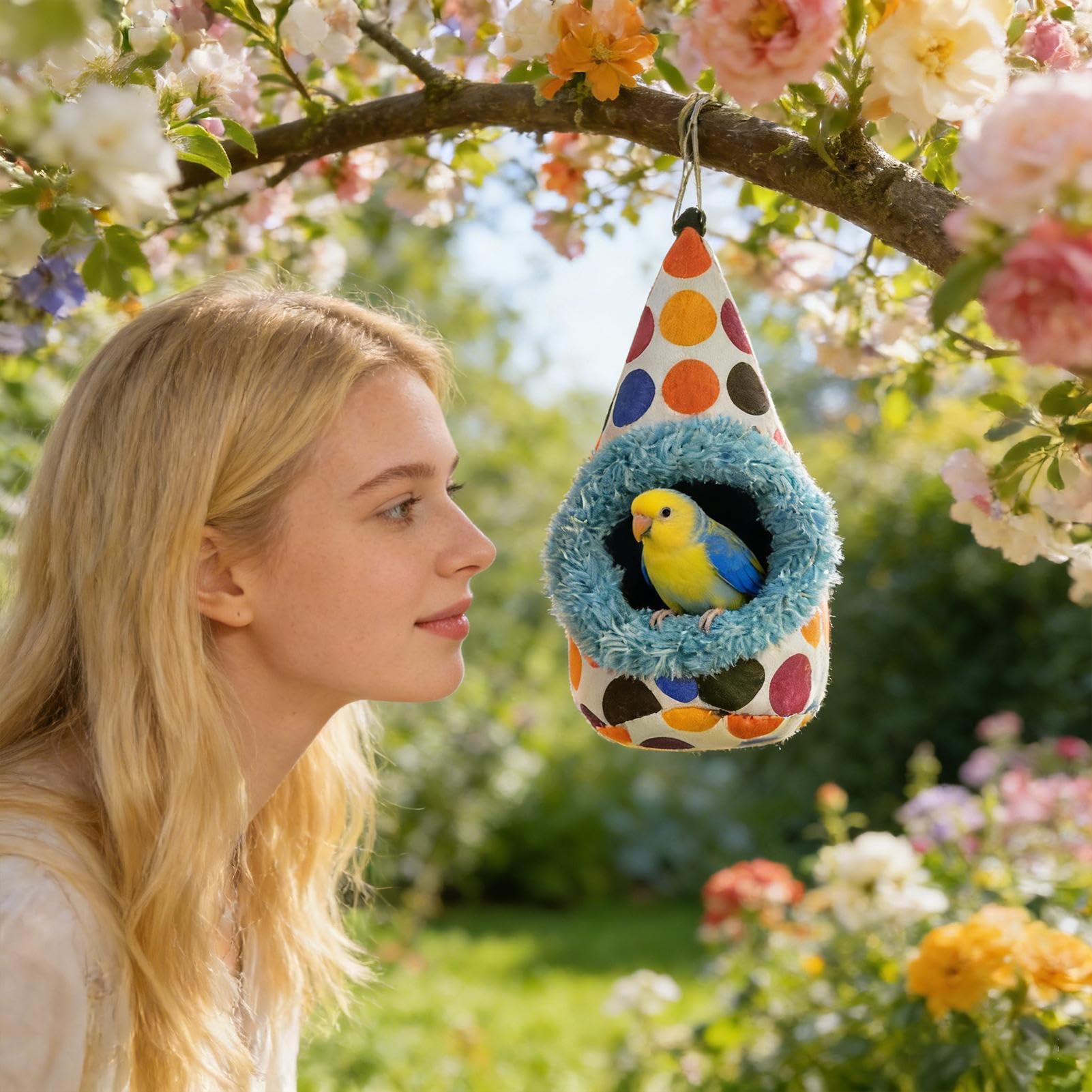 Nid d'Oiseau pour Cage | Lit en Forme de Maison en Peluche pour Perruches - Nid en Peluche pour Oiseaux | convient à la Maison, au Lit d'Hiver, à l'Inséparable, Calopsitte, Conure, Canari, Chardonnere