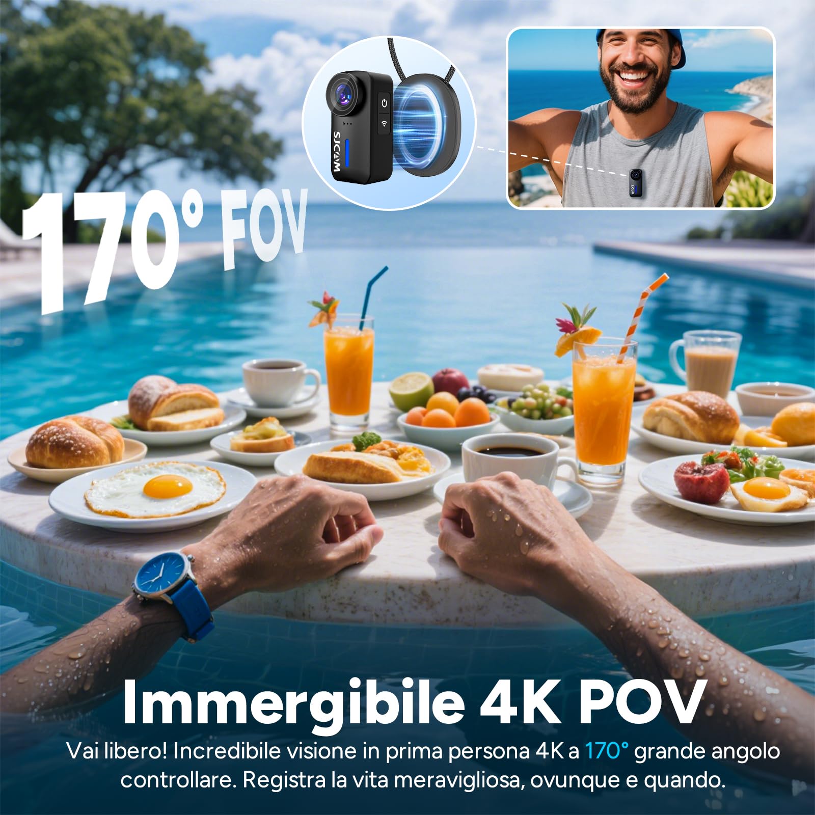 SJCAM C110Plus Magnetic Combo 4K Pocket Action Cam FOV 170° Nero