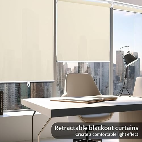 Miniatura 3 de YCUHEN Persianas enrollables sin cordón para oscurecer la habitación, persianas enrolladas con barra de empuje para el hogar y la oficina,