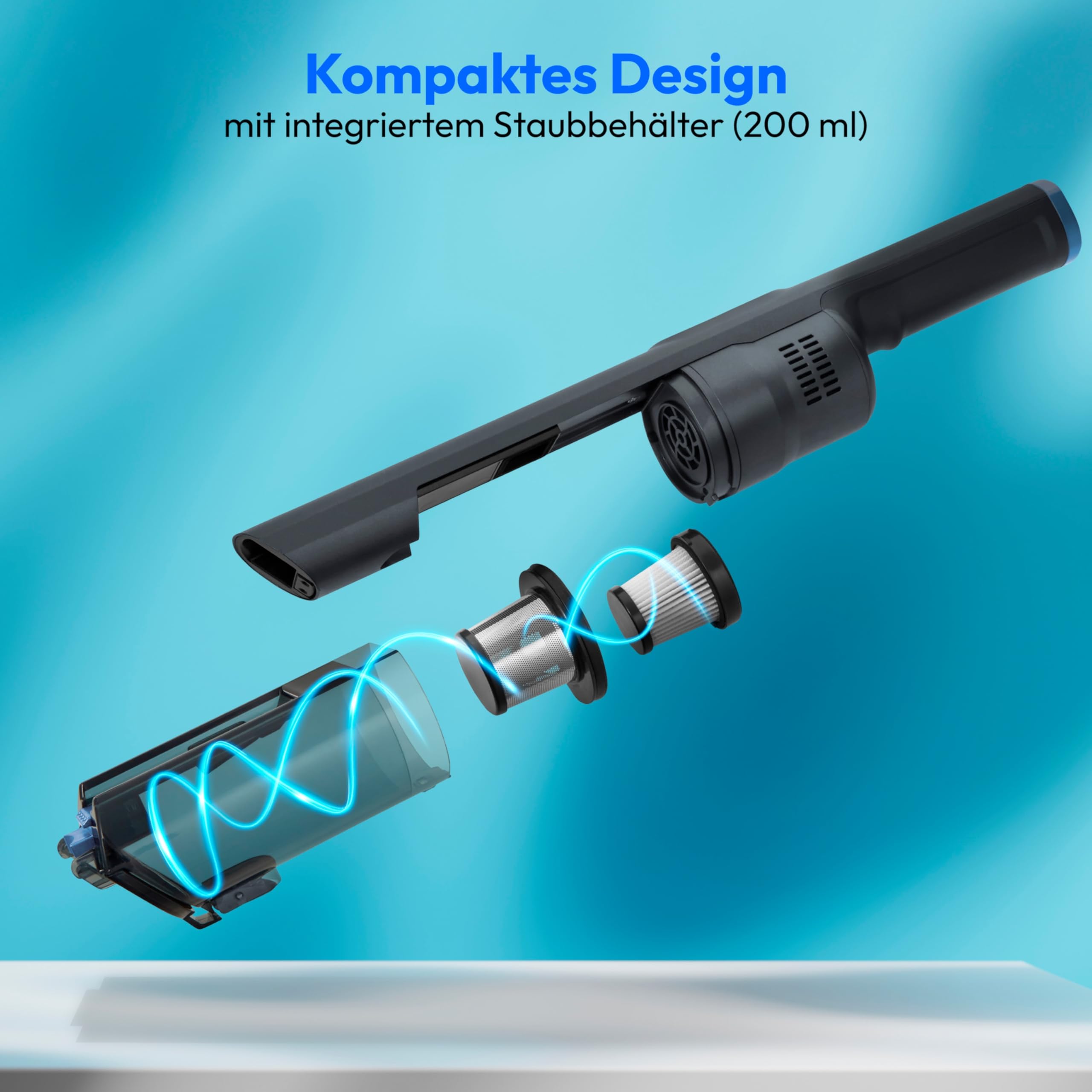 MEDION Handstaubsauger (Akku, kabellos, BLDC-Motor, Mini Staubsauger für Auto, HEPA-13 Filter, Filterung von Staub und Allergenen, Starke 20 kPA Saugleistung, Ladestation, MD12057) grau