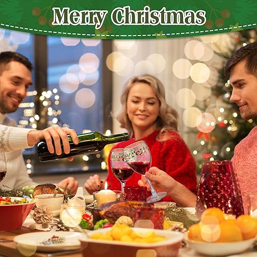 Miniatura 4 de Nitial 12 Pcs Christmas Wine Glasses Set, 6.8 oz Festive Holiday Drinkware with Stem Wineglass Gift, Ideal for Red or White Wine at Christmas