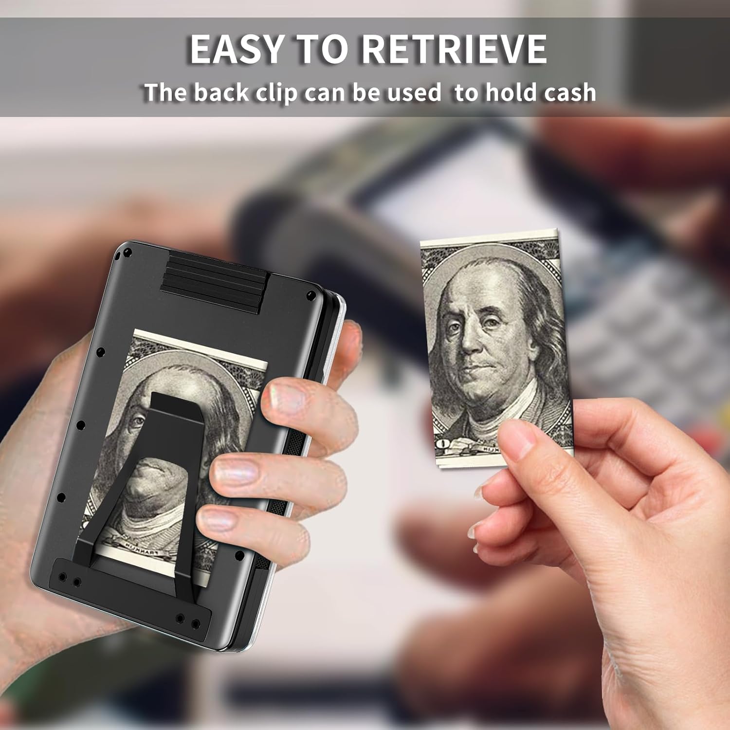 Ultra-Thin Aluminum Mens Wallet with RFID Blocking, Slim Minimalist Wallet for Men with Money Clip Card Wallet with ID Holder, Black - Image 5