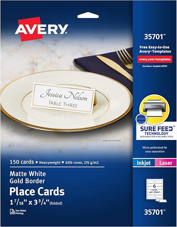 Avery® Printable Place Cards with Sure Feed Technology, 17