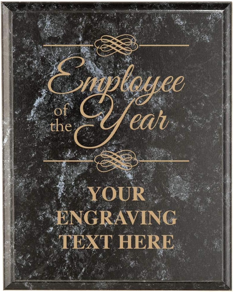 Corporate Employee Recognition Plaques - 7 x 9 Black Marbleized Recognition Trophy Plaque Awards