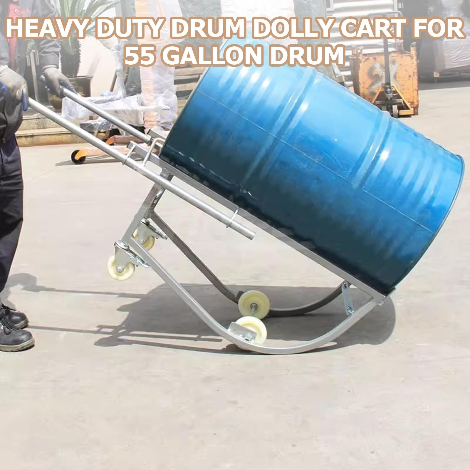 Carrello per Fusti Mobile da 55 Galloni con Ruote, Carrello Manuale per Barili di Petrolio Inclinabile con capacità di 600 Libbre, Carrello per La Movimentazione di Container in Acciaio