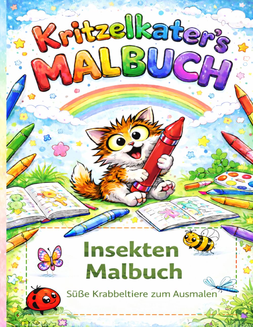 Kritzelkater Lern-Malbuch: Insekten: Kleine Krabbeltiere entdecken – Malen, Lernen und Rätseln mit spannenden Insekten, Wissen und Punkt-zu-Punkt Bildern für Kinder ab 3 Jahren