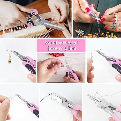 Miniatura 4 de Toolour Juego de alicates de joyería para adultos, 11 piezas de alicates profesionales de joyería con suministros de fabricación de joyas para