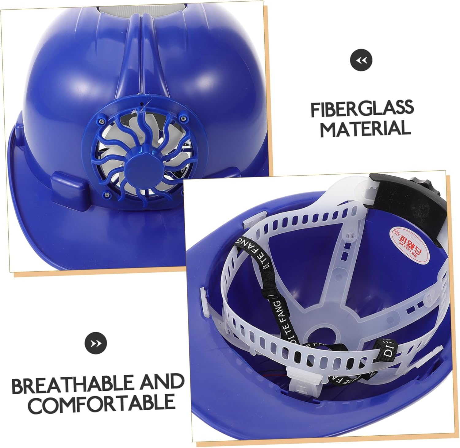 Solar-Powered Helmet Fan Hard Hat for Construction Workers Men's Safety Hat Cooling Breathable